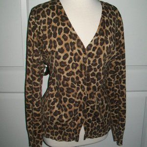 1X St. John's Bay Leopard Print Cadigan